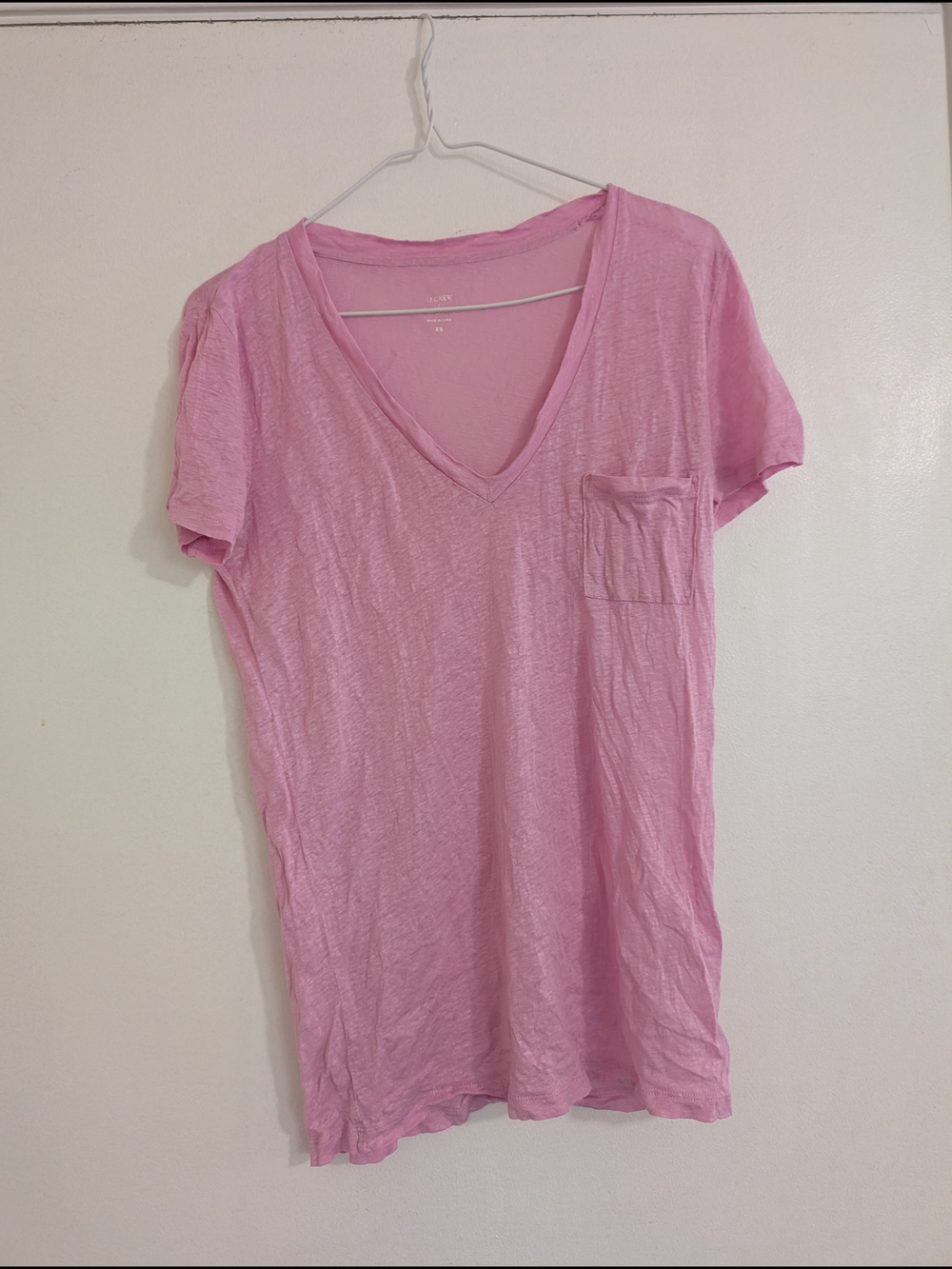 J. Crew Light Pink V-Neck Pocket Tee